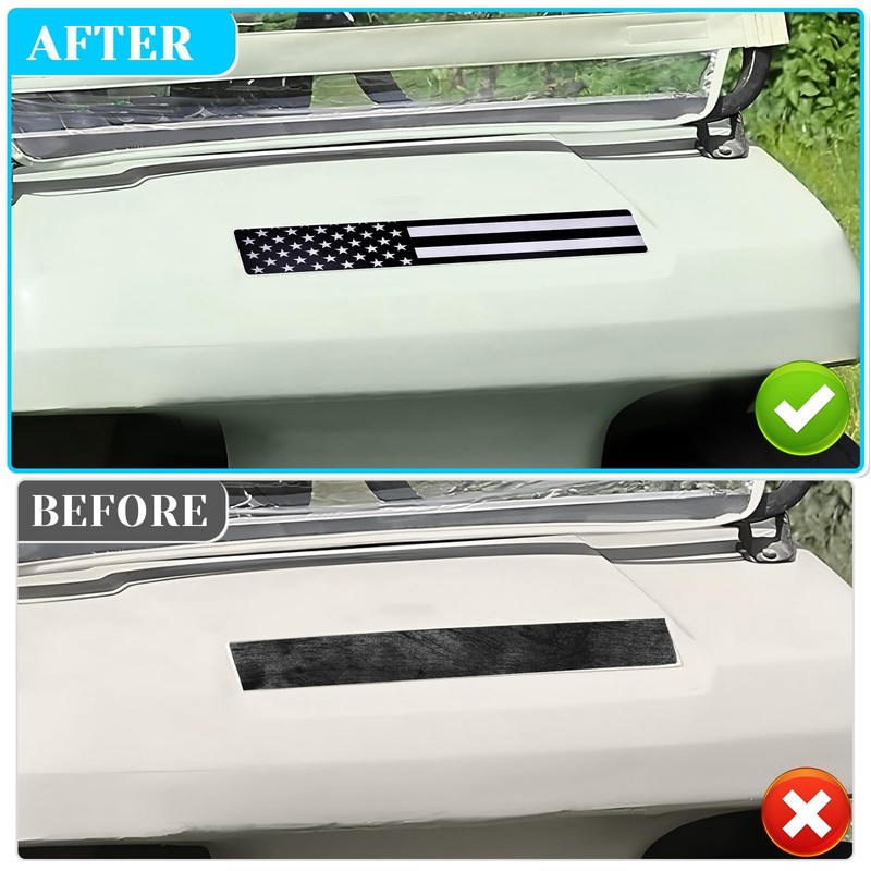 Golf Cart American Flag Plate, Fits Club Car DS and