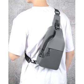 Hjkiopc Chest Bag Sling Bag Men's Small Shoulder Bag Outdoor Waterproof Casual Men's Bag Lightweight Strap Bag for Work Travel Hiking Everyday etc., A-Grey, Simple style