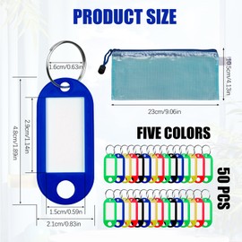Key Fob Can Be Written On Key Labels 50 Pieces 5 Colours Key Tags and Key Tags with Ring Also for Pets, Luggage or USB Sticks
