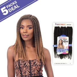 FreeTress Crochet Braids 3X Individual Box Braid 14" (5-pack, 1B)