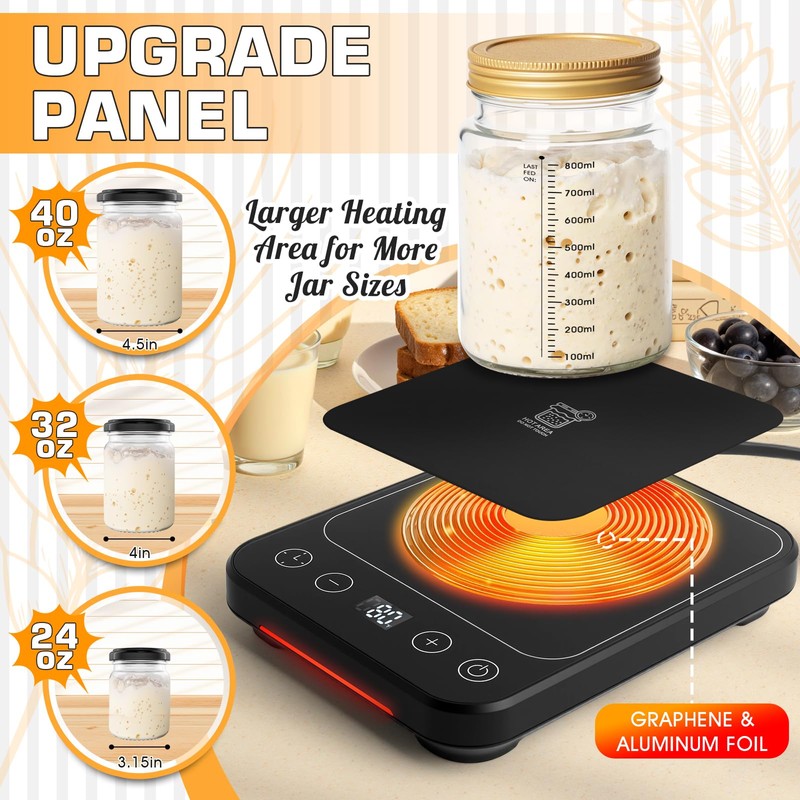 Upgraded Sourdough Starter Warmer, Precise 1°F Thermostat Control (70-100°F) Warming