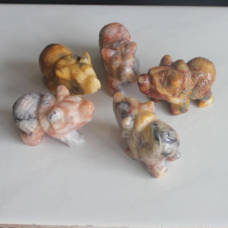 HLbshi Hand Carved Mixed Gemstone Crystal Bear Figurine Animal Carving