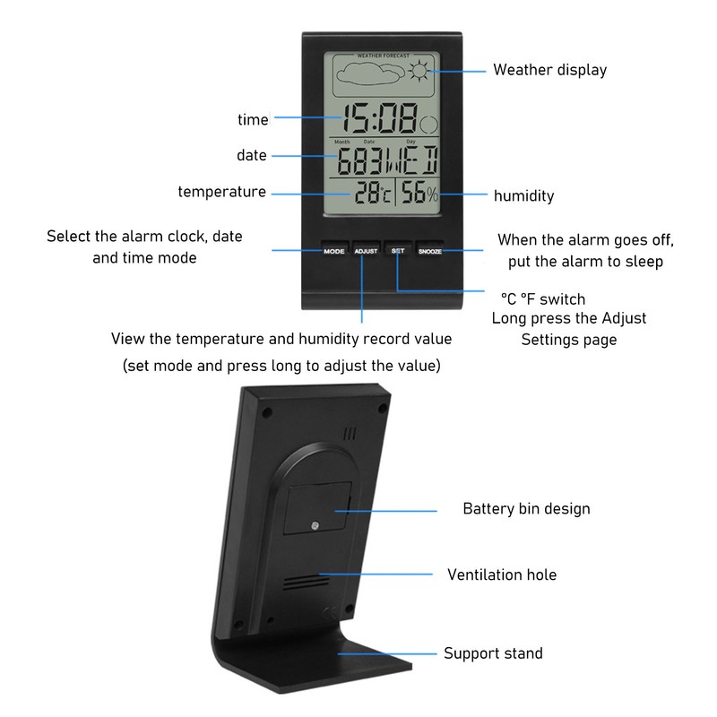 LCD Screen Digital Hygrometer Indoor Thermometer Humidity Gauge Temperature Humidity
