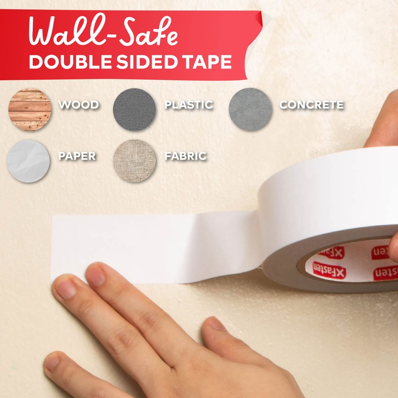 XFasten Double Sided Tape, Removable, 1.5-Inch by 15-Yards, Single Roll,
