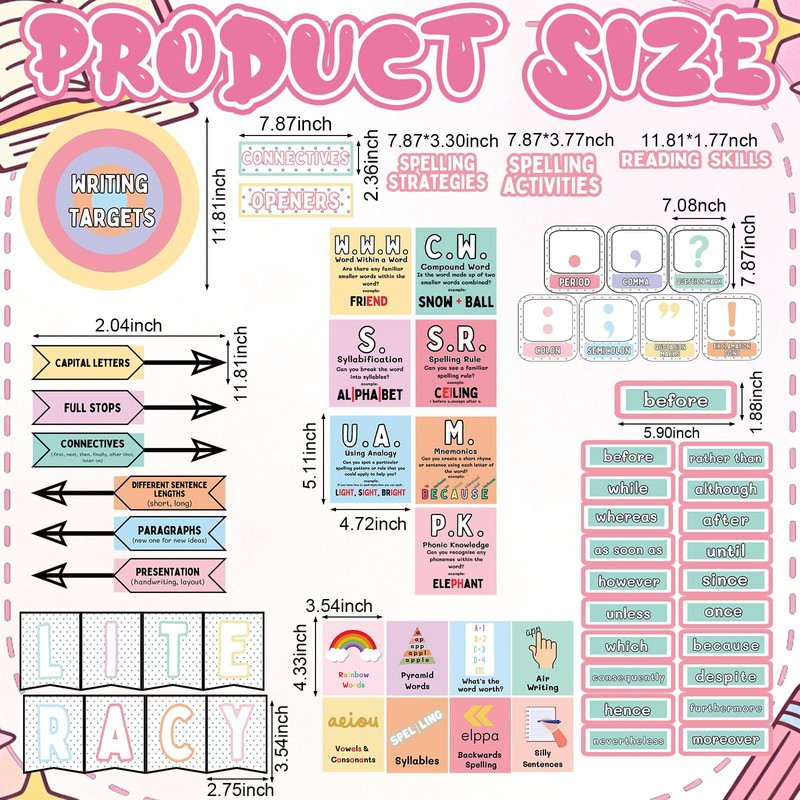 Maitys 106 Pcs Pastel Reading Posters for Classroom Back to