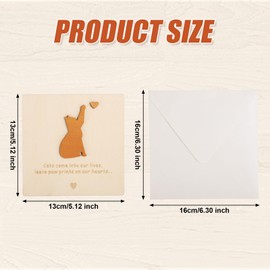 Cat Memorial Card with Envelope, Wooden Cat Sympathy Card Pet Memorial Card Loss of Cat Sympathy Card Pet Sympathy Gifts for Cats Pets Passing Away