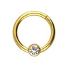 PIERCINGLINE Titanium Clicker Ring, Ball with Crystal, Piercing Nose Septum,