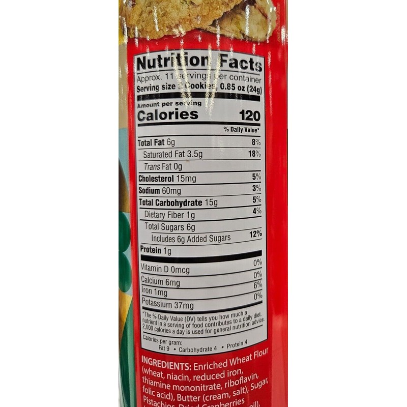 Davids Cookies David’s Cookies Cranberry Pistachio Biscuits 9.3 Ounce, Tin