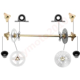 Unbranded 29" Go Kart Rear Live Axle Kit Sprocket Hub Brake Assembly chain Disc