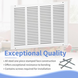 Howeall 16"W x 12"H [Duct Opening Size] Steel Return Air Grille, Air Return Vent Cover for Ceiling and Sidewall - HVAC Air Vent Covers - [Outer Dimensions: 17.75"W x 13.75"H]