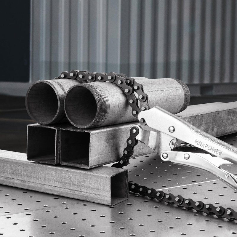 MAXPOWER Locking Chain Clamp, 9-Inch Locking Chain Pliers with 47.2”