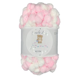 Zarela Baby Giant Pom Pom Yarn Wool (G06 White-Pink)