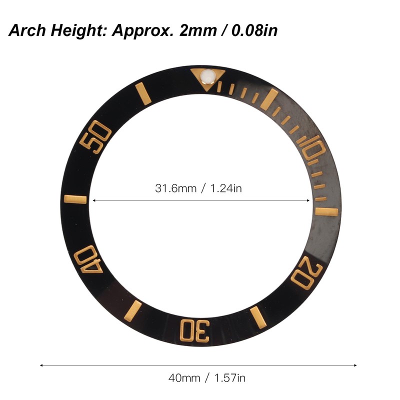 40mm Diameter Watch Bezel Insert Ring Clear Scale Luminous Ceramic