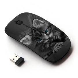 KawaiiMouse [ Optical 2.4G Wireless Mouse ] Cute Paw Kitten Whiskers Grey Baby Cat