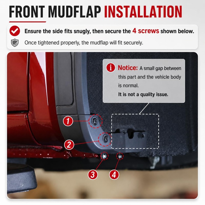 Mud Flap Delete Compatible with GMC Sierra 1500 2019-2025Front&Rear Mudflap
