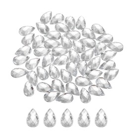 sourcing map 50PCS Flat Back Acrylic Teardrop Gems 6x10mm Artificial Rhinestones for DIY Crafts Bead Wedding Party Face Painting Jewelry Making Dull White