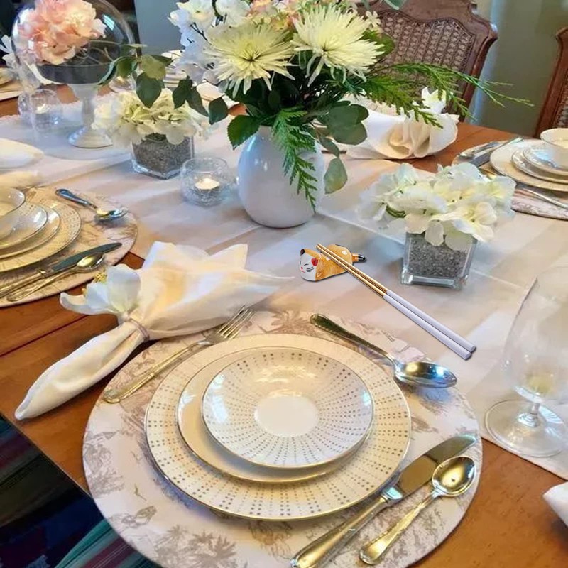 6 Pieces Ceramic Chopsticks Rest Ceramic Cat Chopsticks Rest for