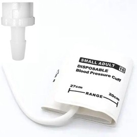 Manguito de presión arterial desechable de 5 piezas con tubo único  conector BP18 para adultos pequeños de 20 a 27 cm, manguito NIBP de repuesto...   