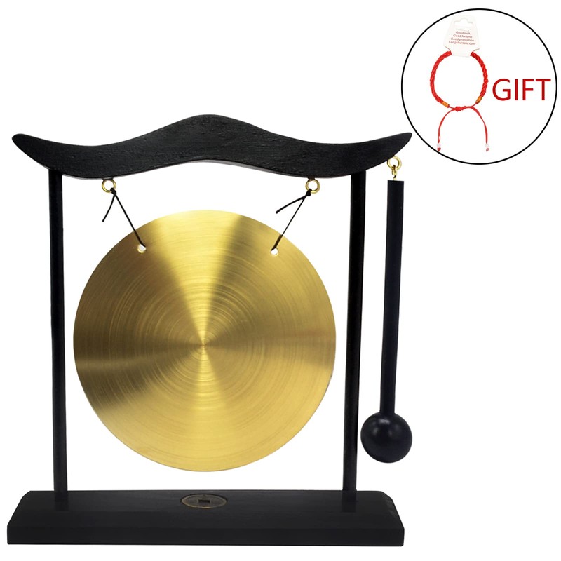 Feng Shui Brass Gong Desktop Zen Art for Fortune +