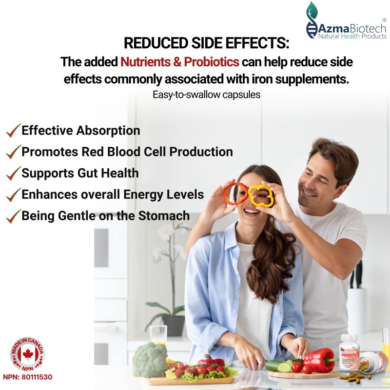 Azmabiotech Ultra Iron Supplements for Women & Men - Plant-Based