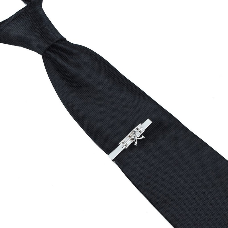 HAWSON Fashion Airplane Tie Clip Sliver Matte Bar Clasp Mens