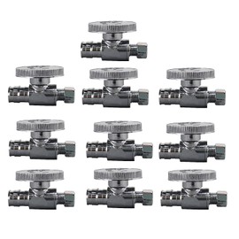 EZ-Fluid Expansion Type Pex Valve 3/8"OD Compression x 1/2"Pex Fittings 1/4Turn LF Brass Straight Stop Valve Water ShutOff Ball Valve,Fits Pex F1960 Pex-A Tubing Pipe,As Faucet,Toilet Valves(10)