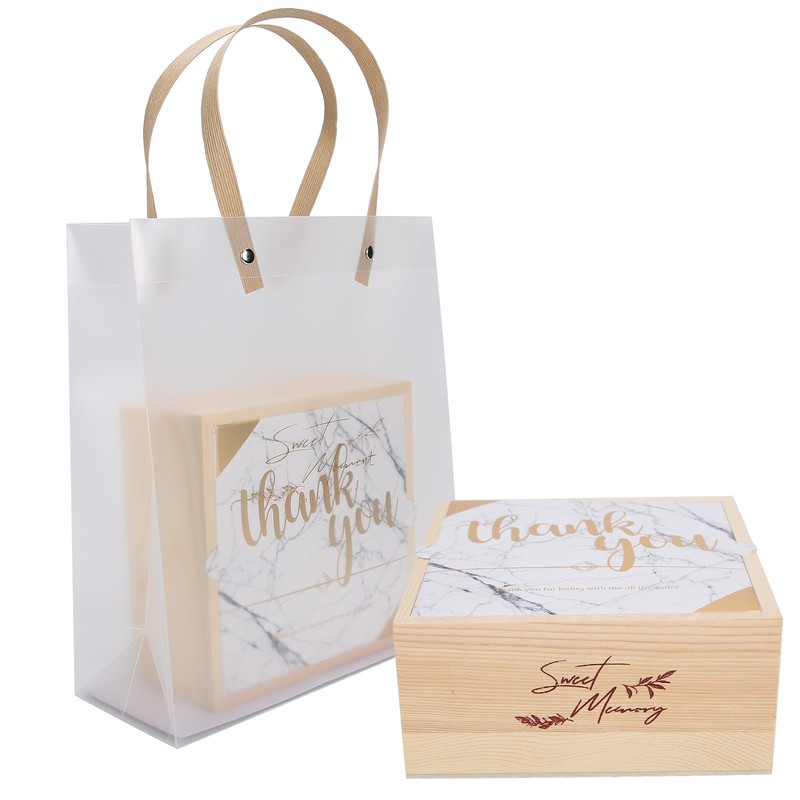 2 Set Wedding Wooden Gift Box PVC Exquisite Candy Packaging