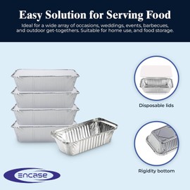 encase 50 x Large Aluminium Foil Food Containers and Lids Size 6A