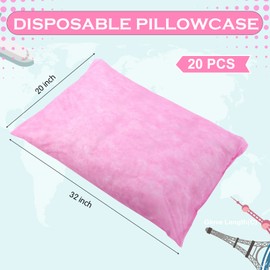 Tudomro 20 Pcs Disposable Pillow Case Medical Disposable Pillow Cover Travel Single Use Pillowcase Non Woven Fabric for Hospitals Hotels Home Bedroom Bedding Supplies, 32 x 20 Inches (Pink)