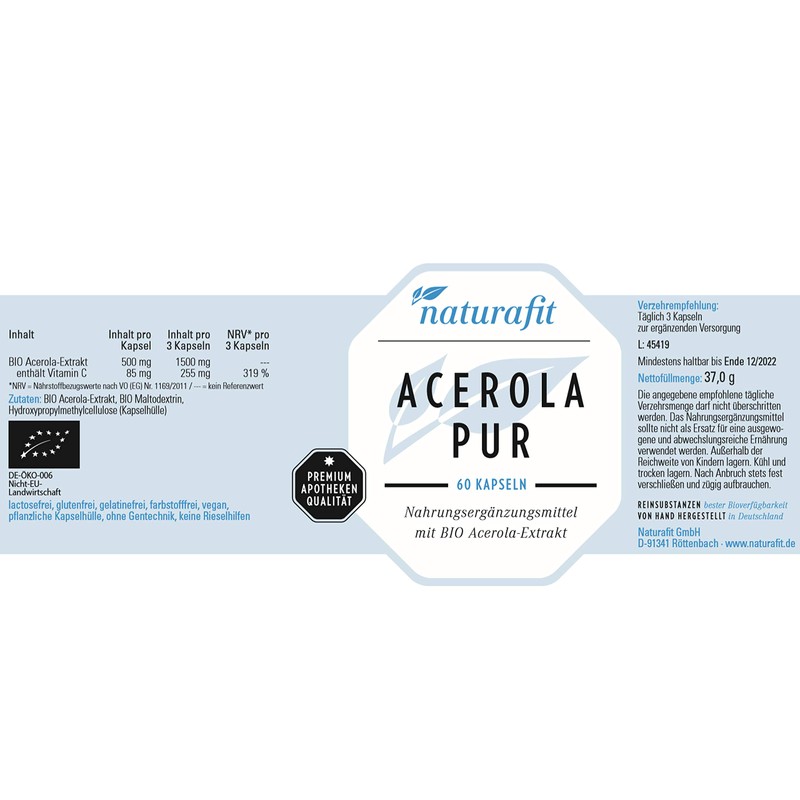 naturafit Acerola Pur Capsules, Pack of 60 Capsules