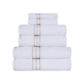 Superior Turkish Cotton Ultra-Plush 6-Piece Towel Set, Ideal for Master Bath, Guest Bathroom, Fast Drying, Shower, Spa, Face/Washcloths, Hand, Bath Towels, Absorbent, Home Basics, Tea Rose