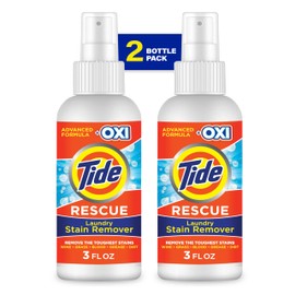Tide Laundry Stain Remover Spray with Oxi, Travel Stain Remover for Clothes, Carpet, Upholstery, Pet Bedding, Stain Treater Spray for Tough Stains from Wine, Coffee, Grease, 3 Oz (Pack of 2)