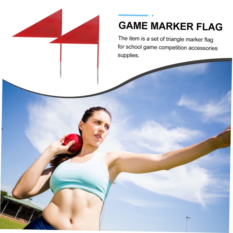 Levemolo 4pcs Triangle Iron Stick Flags Red Sports Flags for