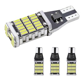 wuyaoyao 4PCS LED Reverse Lights for Car, T15 LED Bulbs for Car Turn Signal Back Up Light, Error Free 45SMD-4014 Chipsets, 6500K Super Bright Led Brake Stop Cargo Lights Bulb Replacement (White)