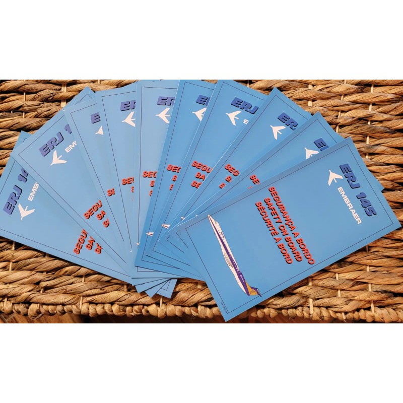 Embraer ERJ145 10 Passenger Briefing Cards Emb 145 new old