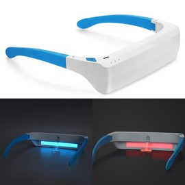 Light Therapy Glasses, Special Blue Light 480nm for Good Sleep, Jet Lag, Night Shift, Energy and Mood. Unique 670nm Red Light for Eye Health