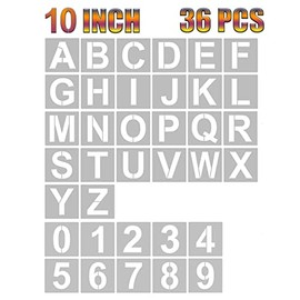 YEAJON 10 Inch Letter Stencils and Numbers, 36 Pcs Alphabet Art Craft Stencils, Reusable Plastic Art Craft Stencils for Wood, Wall, Fabric, Rock, Chalkboard, Signage, DIY School Projects (10 Inch)