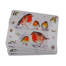 Christmas Tableware - Set of 4 Placemats - Winter Robins Design