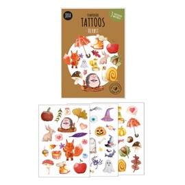 Children's Autumn Tattoos - Temporary Tattoos Children, 3 Sheets Tattoo Set Vegan & Skin-Friendly, Dermatologically Tested - Party Bag Children's Birthday Girls Boys Gift from 2 Years