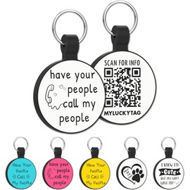 MYLUCKYTAG QR Code Silicone Pet ID Tag Dog Cat Tag, Online Pet Profile, Pet Location Alert Email, Digital Pet Tag, Quiet Dog Tag, Durable Pet ID, Dog Collar Tag, Engraved Pet Tag