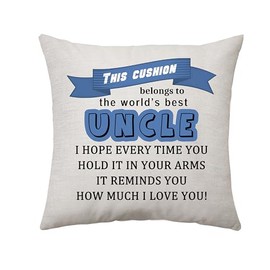 Worlds' Best Uncle Gifts from Niece Nephew - This Cushion Belongs to The Word's Best Uncle Birthday Father's Day Cushion Cover for Uncle Home Decoration Keepsake 45 x 45 cm (Uncle)