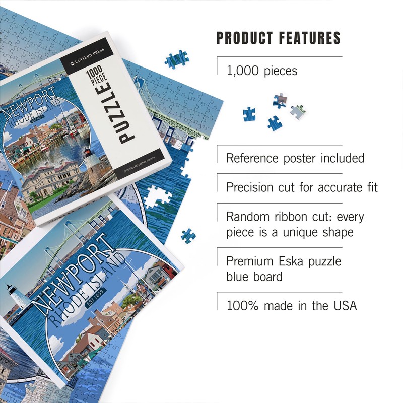 Lantern Press 1000 Piece Jigsaw Puzzle, Newport, Rhode Island, Montage