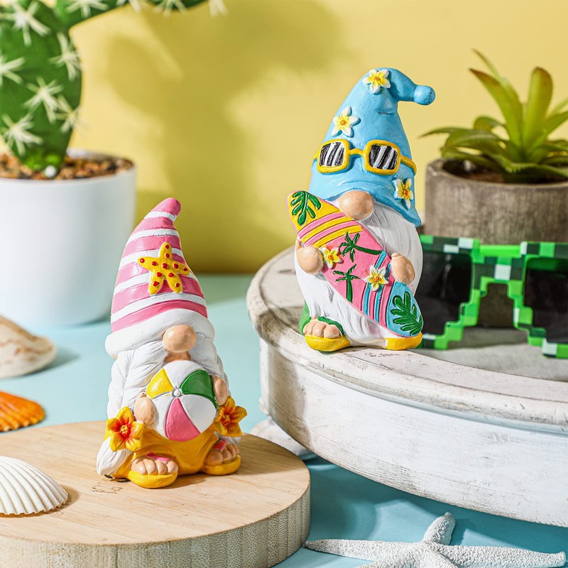 FairySandy 2 Pieces Summer Gnomes Beach Decorations Surfboard Gnome Stuff