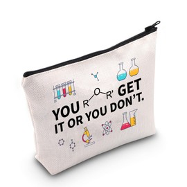 PLITI Funny Chemistry Gift Makeup Bag for Science Lovers Chemistry Competition "You Ether Get It Or You Dot" Gift for Chemistry Teacher, You Get It Bagu, Fashionable