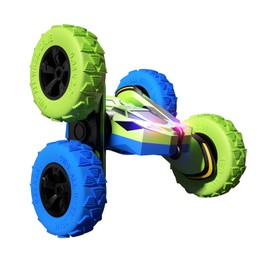 Threeking RC Stunt Cars Remote Control Car with Lights Double-Sided Driving 360-degree Flips Rotating Car Toy Gifts Presents for Kids Ages 6+, Green+Blue