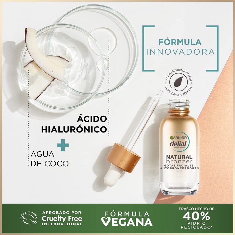 Delial Natural Bronzer Self Tanning Face Drops with Hyaluronic Acid