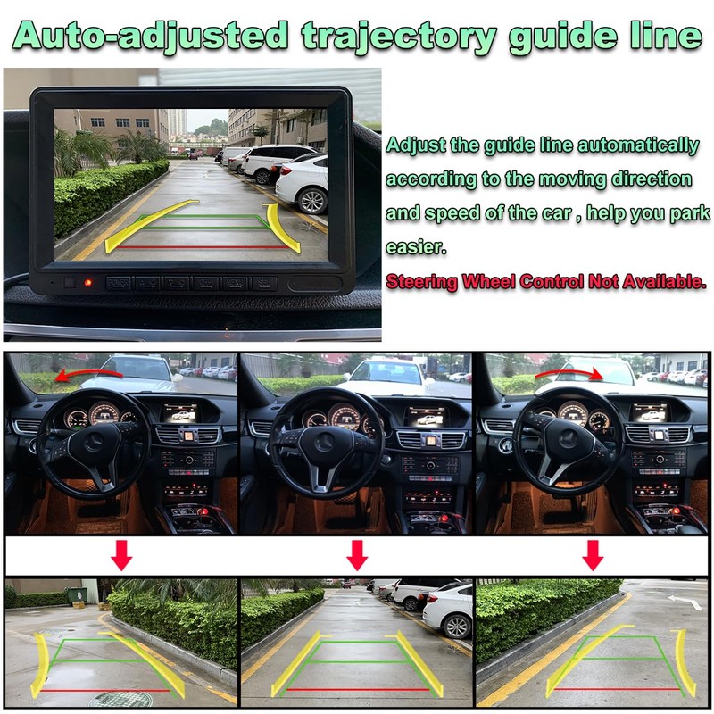 GreenYi Car Backup Camera with Dynamic Trajectory Guide Line, AHD1080P