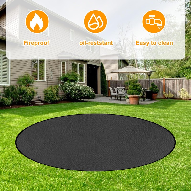 Longzhuo Fire Pit Mat, 48 Inch Waterproof, High Temp Resistant,