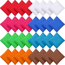 32 Pack Bean Bags Toss for Kids Cornhole Bean Bags Colorful Bean Bags for Tossing Canvas Toss Bags Hand Toy Toss Games Weights for Outdoor Yard Games, Assorted Colors (Fresh Colors, 2.76 x 2.76 Inch)