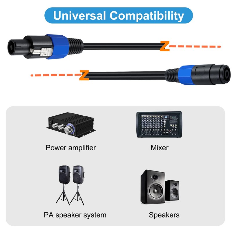 Professional Speaker Cable 3.3ft Long PVC Male Female Quick Twist